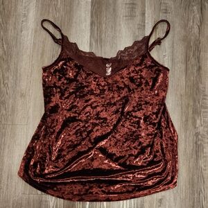 No Boundaries Velvet Burgundy Camisole